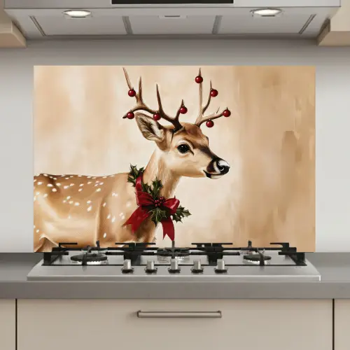 Gewei - Kerst - Rendier - Rood keuken achterwand spatscherm klein -3d_website