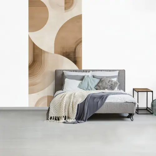 Retro - Geometrische lagen - Aardetinten fotobehang vinyl groot -slaapkamer
