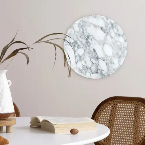 Mozaïek - Marmer - Wit - Onregelmatig Wandcirkel plexiglas klein 852 -sfeer4