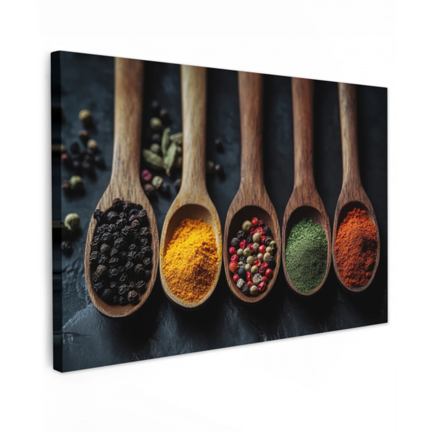 Houten - Lepels - Specerijen - Kruiden Tuinposter op houten frame 2 cm dik klein -3d