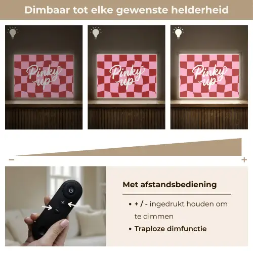 Pinky up - Geblokt - Bordeauxrood Light Box met batterij (Wandlamp) middel -USP_dimbaarNL