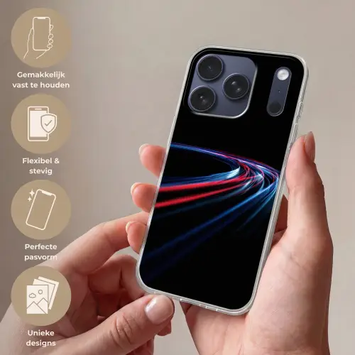 Gaming - Lichtbanen - Golvend - Rood Telefoonhoesje iPhone 17 Pro klein -sfeer3_NL