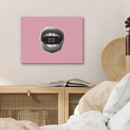 Mond - BLAH BLAH - Roze PET vilt klein -sfeer3