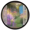 Doorkijk - Bloemen - Raam - Natuur Fotolijst rond zonder passe partout klein -3d
