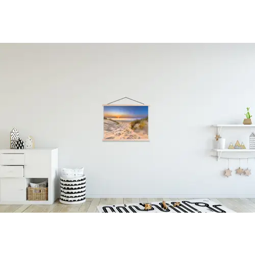 Duin - Zonsondergang - Horizon - Strand - Gras textielposter latten blank klein -kinderkamer