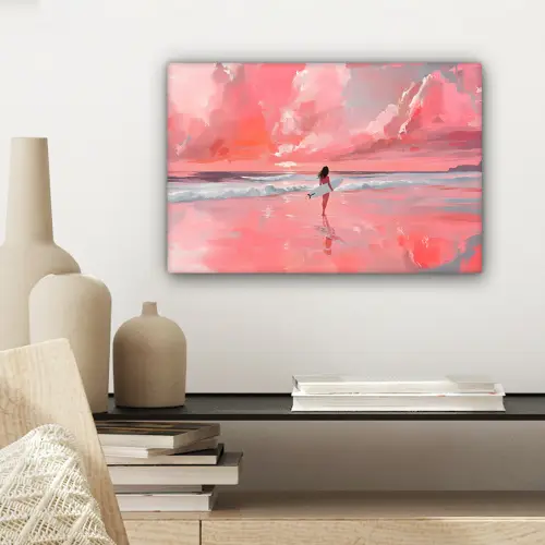 Roze - Surfen - Zee canvas 2cm klein -sfeer6
