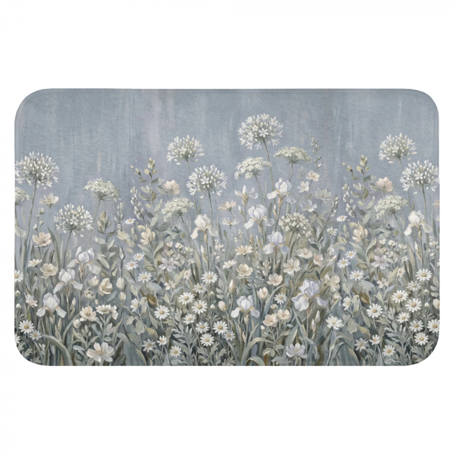 Bloemen - Botanisch - Blauw Badmat klein -3d