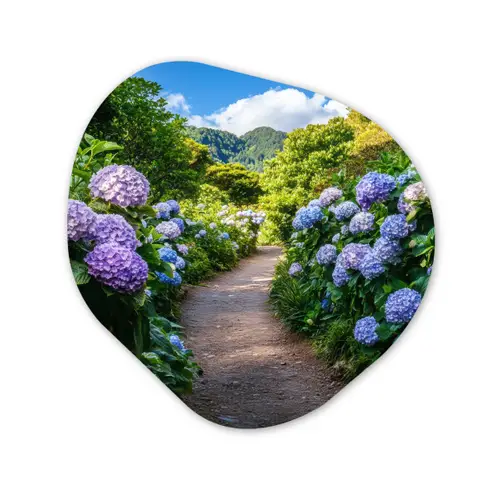 Hortsensia - Pad - Bloemen Wandcirkel Organisch Aluminium middel -3d