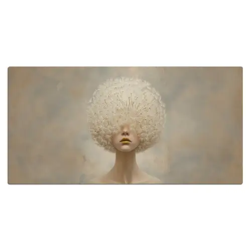 Dromerig - Beige - Paardenbloemzaadjes Muismat XXL klein -3d_leeg
