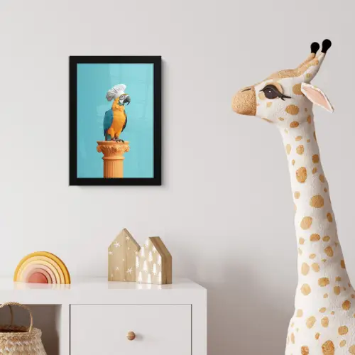 Papegaai - Koksmuts - Grappig - Vogel fotolijst zwart zonder passe partout klein -usfeer4_kinderkamer