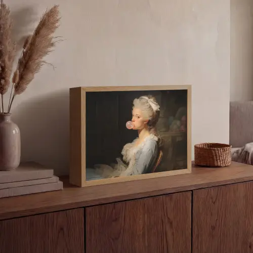 Vrouw - Barokjurk - Kauwgom Light Box met batterij (Wandlamp) middel -sfeer2