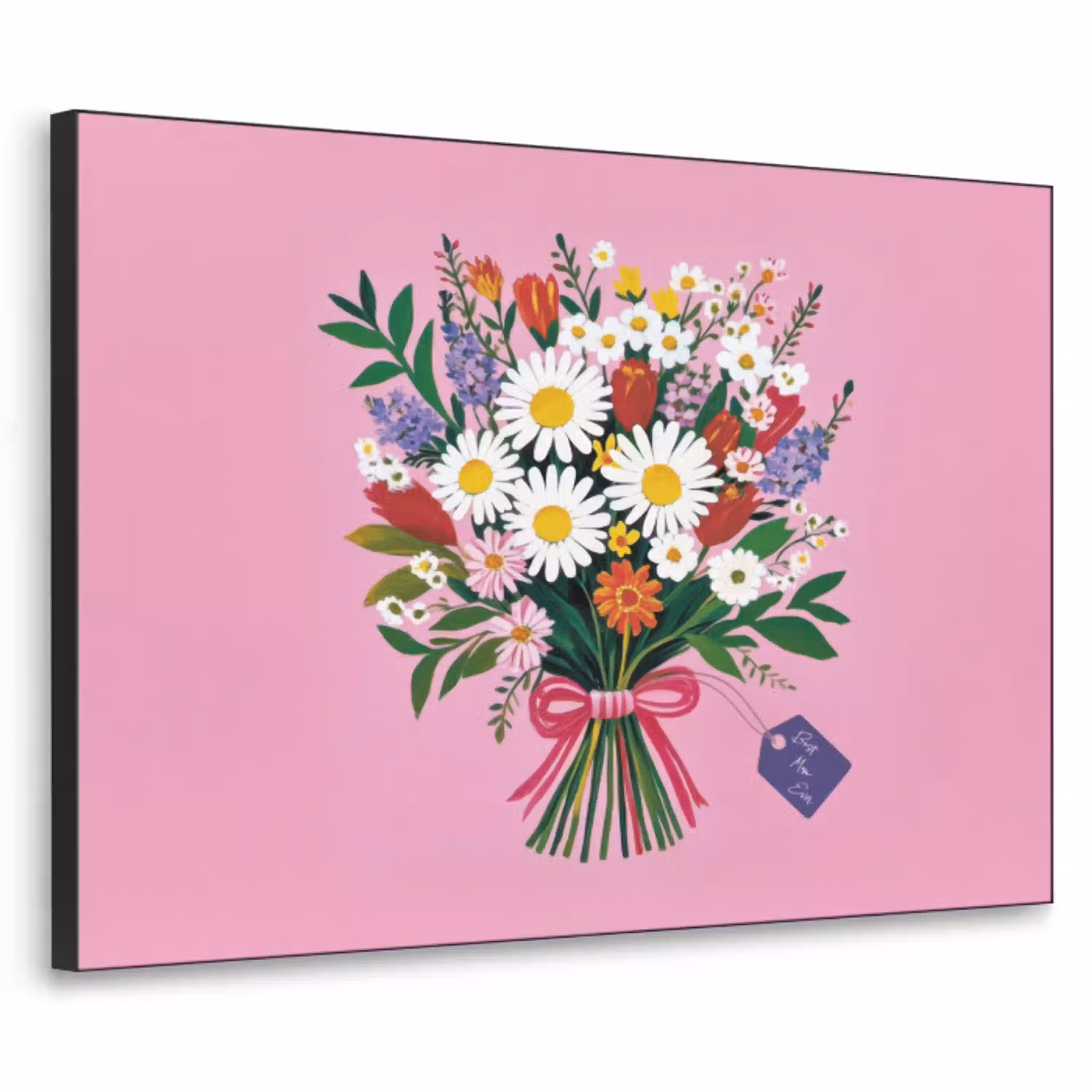 Bloemen - Quote - Kaartje - Kleurrijk Textielframe - compleet frame klein -3d