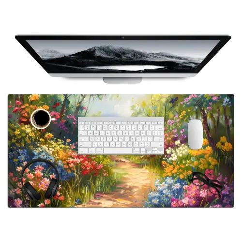 Natuur - Landschap - Bloemen - Kleurrijk Muismat XXL klein -3d