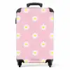 Pastel - Margrieten op licht licht roze achtergrond NBS - Handbagage koffer - Kinderen Unisex middel -productfoto_recht