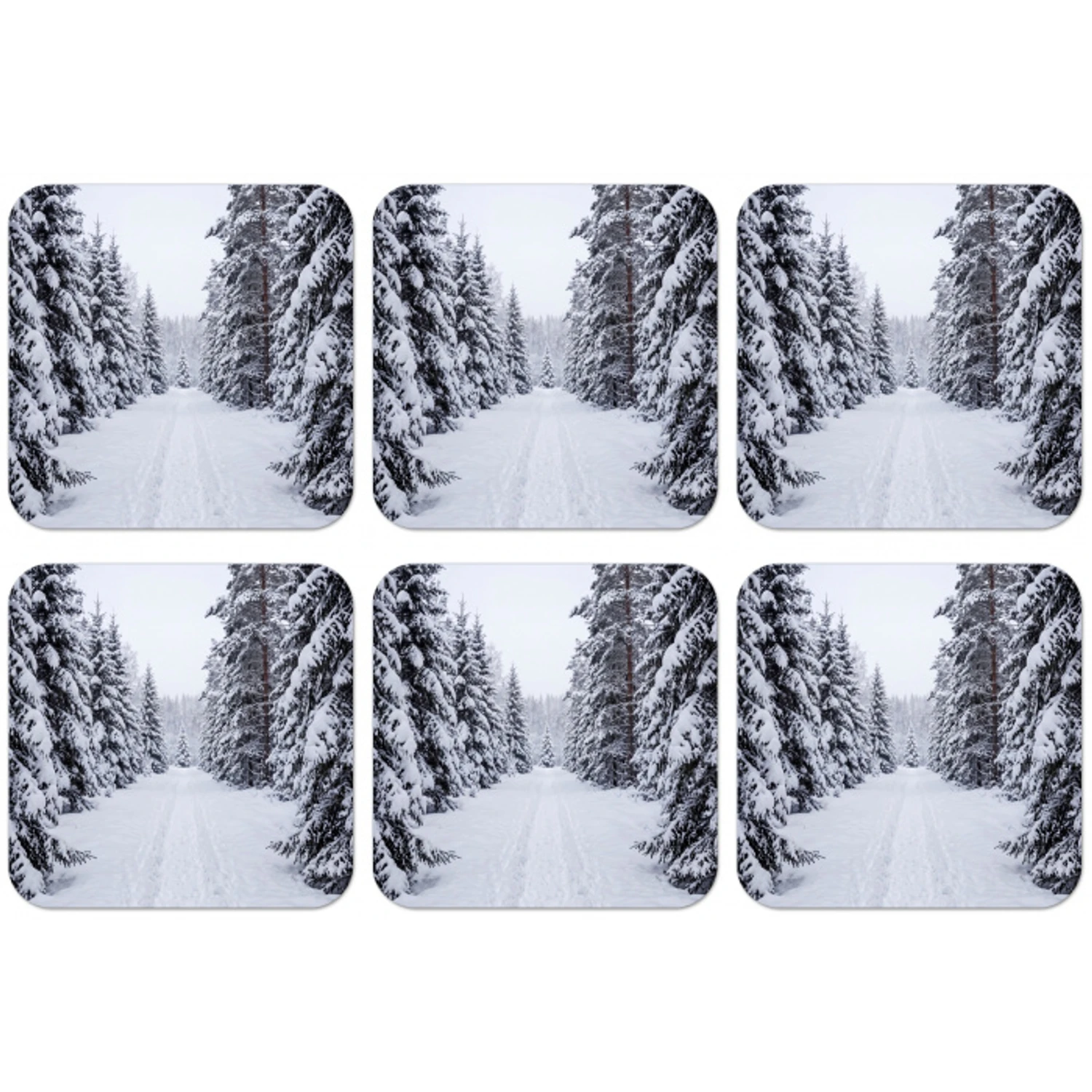 Bos - Winter - Sneeuw - Pad - Natuur onderzetter kurk middel -zkaufland3dotto