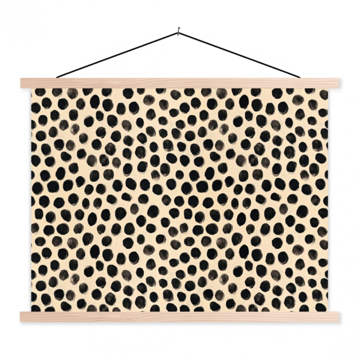 Stippen - Patroon - Zwart textielposter latten blank klein 122 -3d