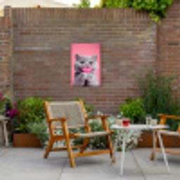 Kat - Valentijn - Roze - Liefde Tuinposter op houten frame 2 cm dik klein -sfeer3
