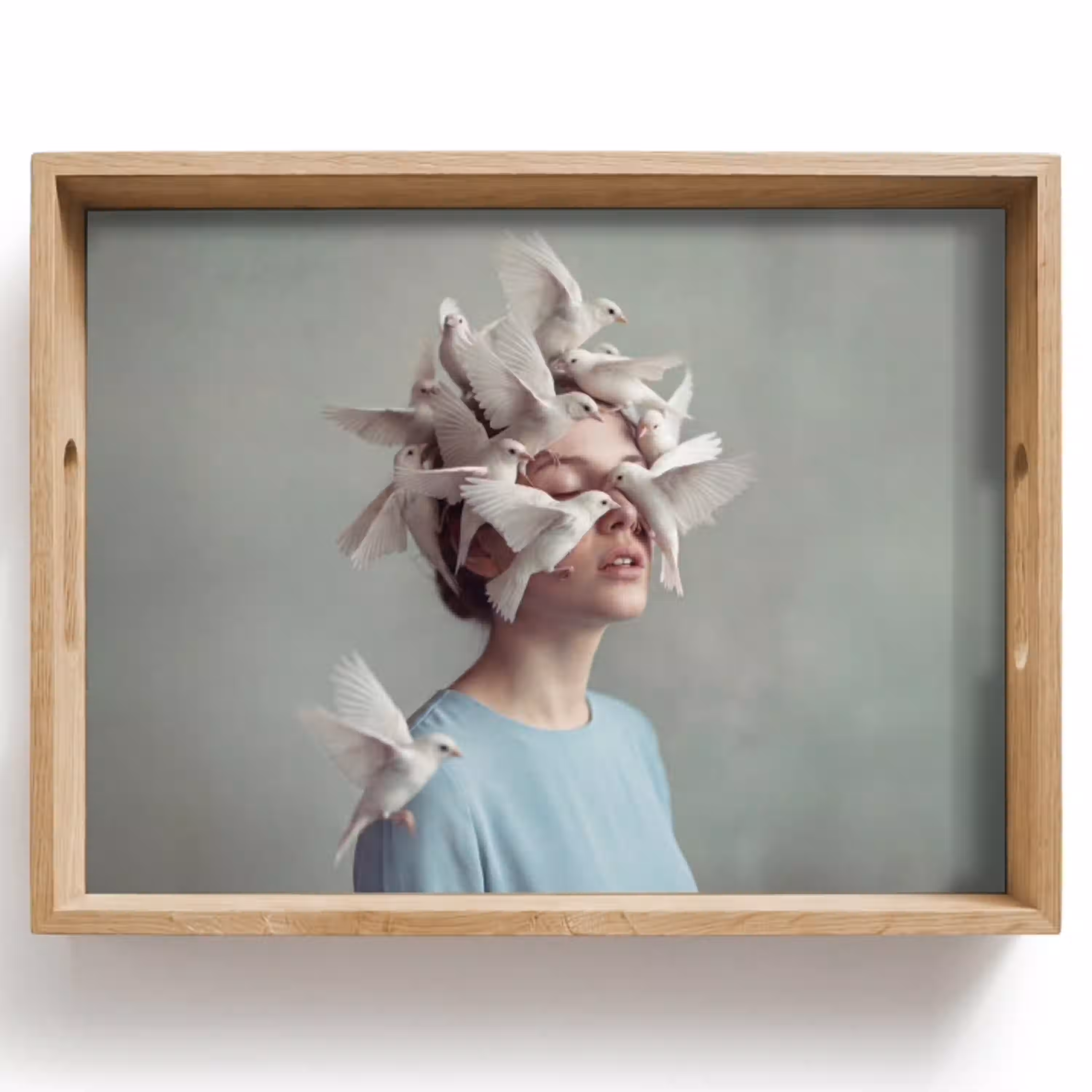 Vrouw - Vogels - Abstract - Modern - Wit Dienblad Rechthoek middel -z3d_shopping