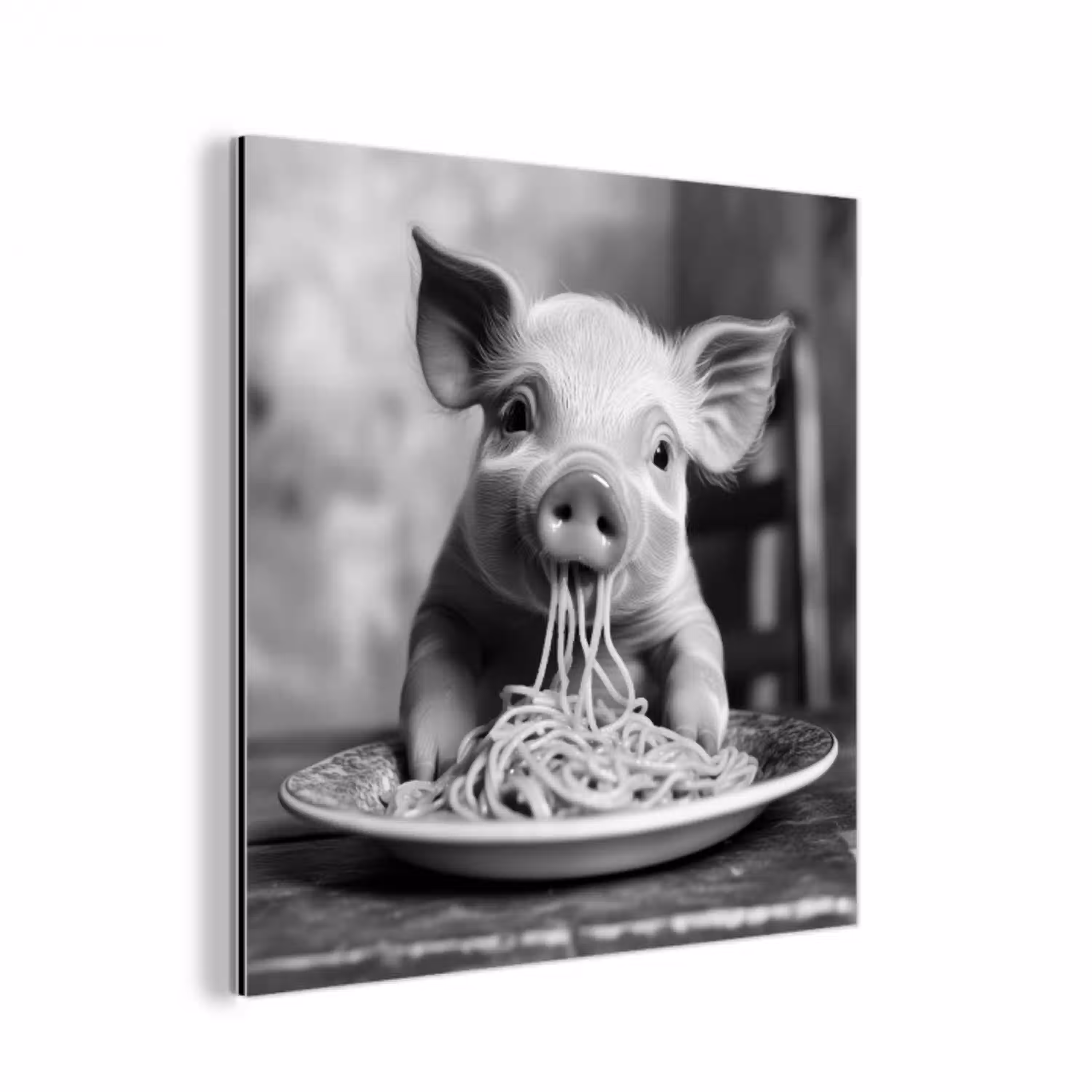Varken - Schattig - Spaghetti - Zwart wit - Dier aluminium wit klein -3d