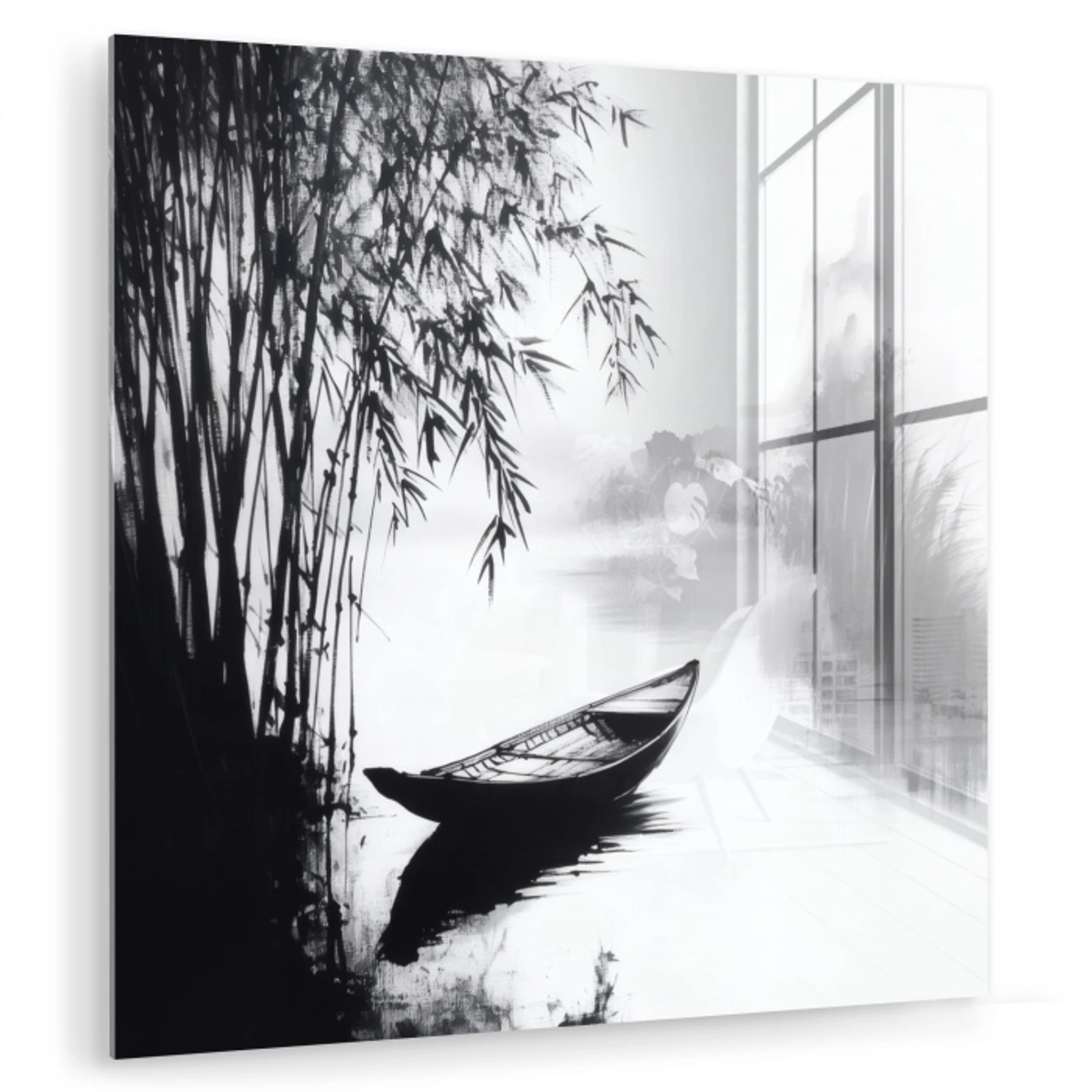 Boot - Rivier - Bamboe - Wit plexiglas 5mm klein -zzzproduct_nieuw