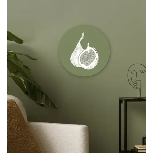 Vijgen - Minimalistisch - Getekend - Mosgroen Wandcirkel plexiglas klein -sfeer3