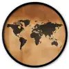 Wereldkaart - Bruin - Kaart Fotolijst rond zonder passe partout klein -3d
