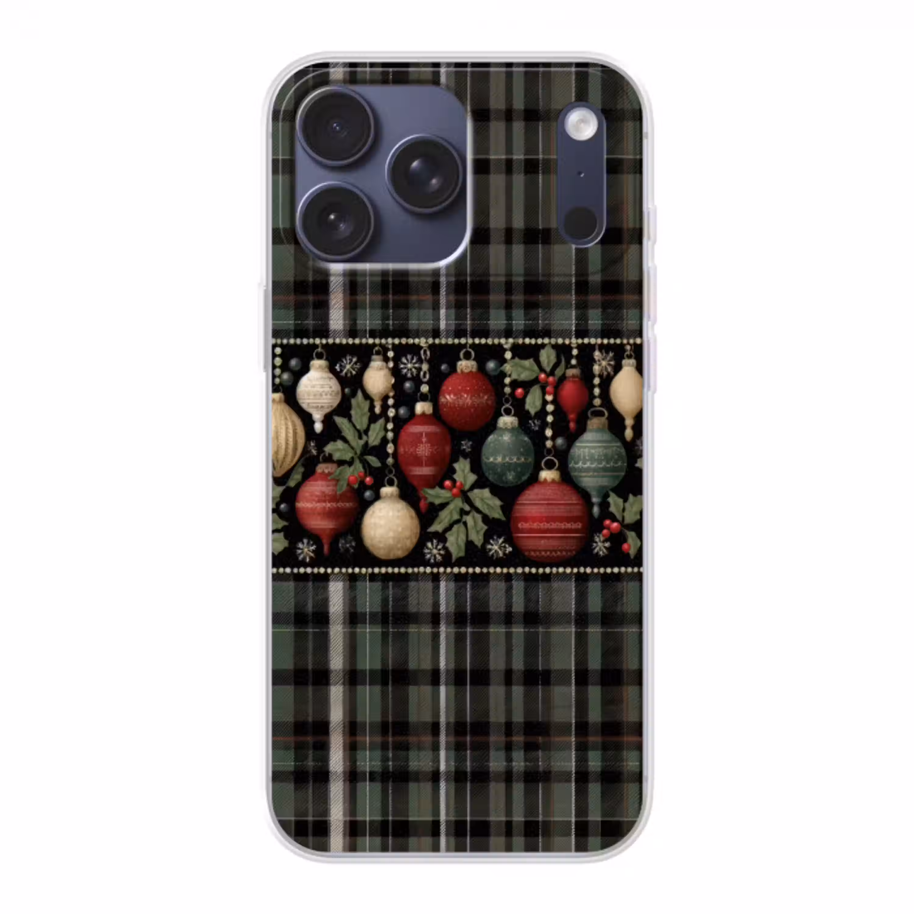 Kerstballen - Rood - Hulsttakken - Patroon Telefoonhoesje iPhone 17 Pro Max klein -3d
