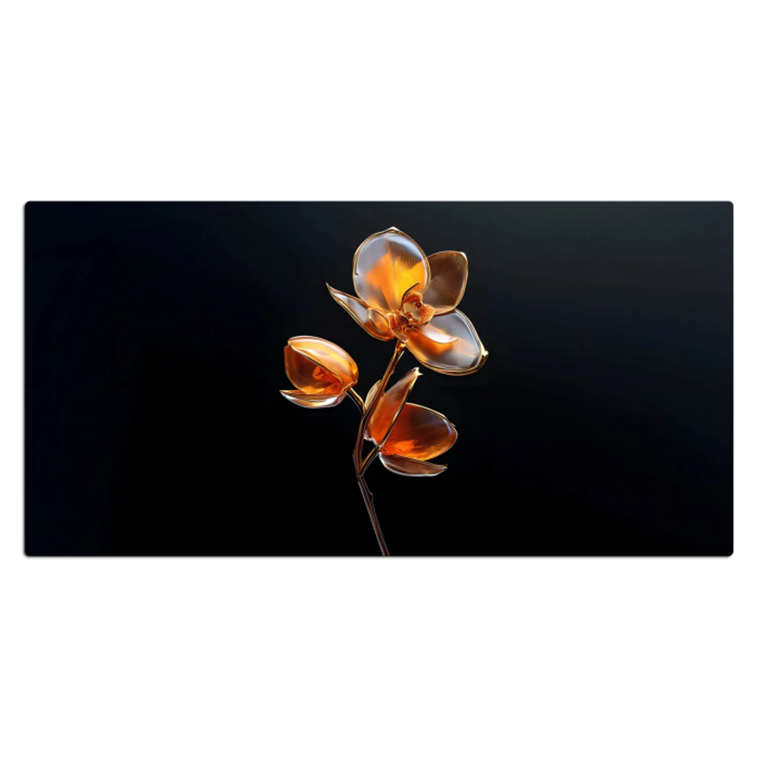 Bloem - Orchidee - Oranje Muismat XXL klein -3d_leeg