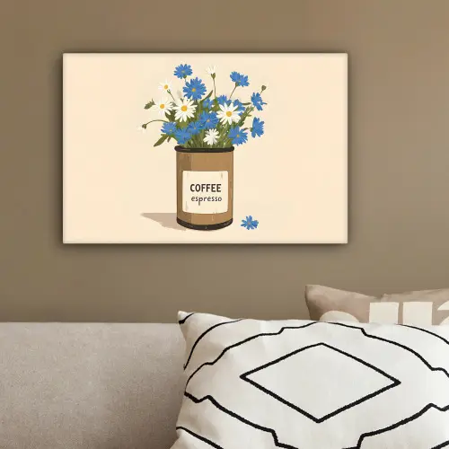 Coffee - Blik - Minimalistisch - Bloemen canvas 2cm klein -sfeer3