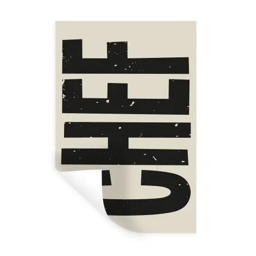 Vintage - Chef - Japandi - Zwart Muursticker klein -3d