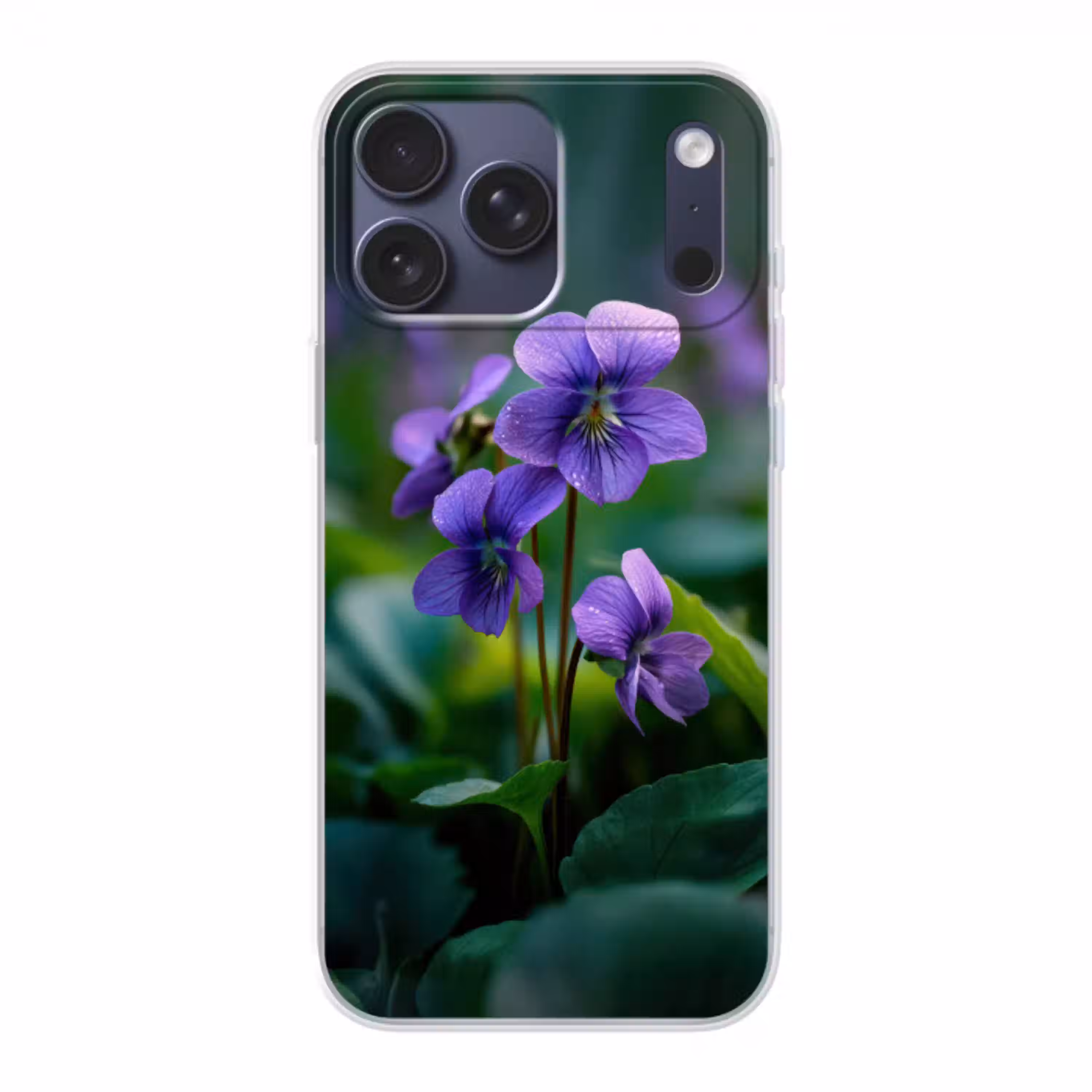 Viooltjes - Paars - Bloem - Bladeren Telefoonhoesje iPhone 17 Pro Max klein -3d