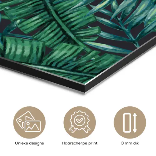 Jungle - Bladeren - Tropisch aluminium wit klein -closeup_NL