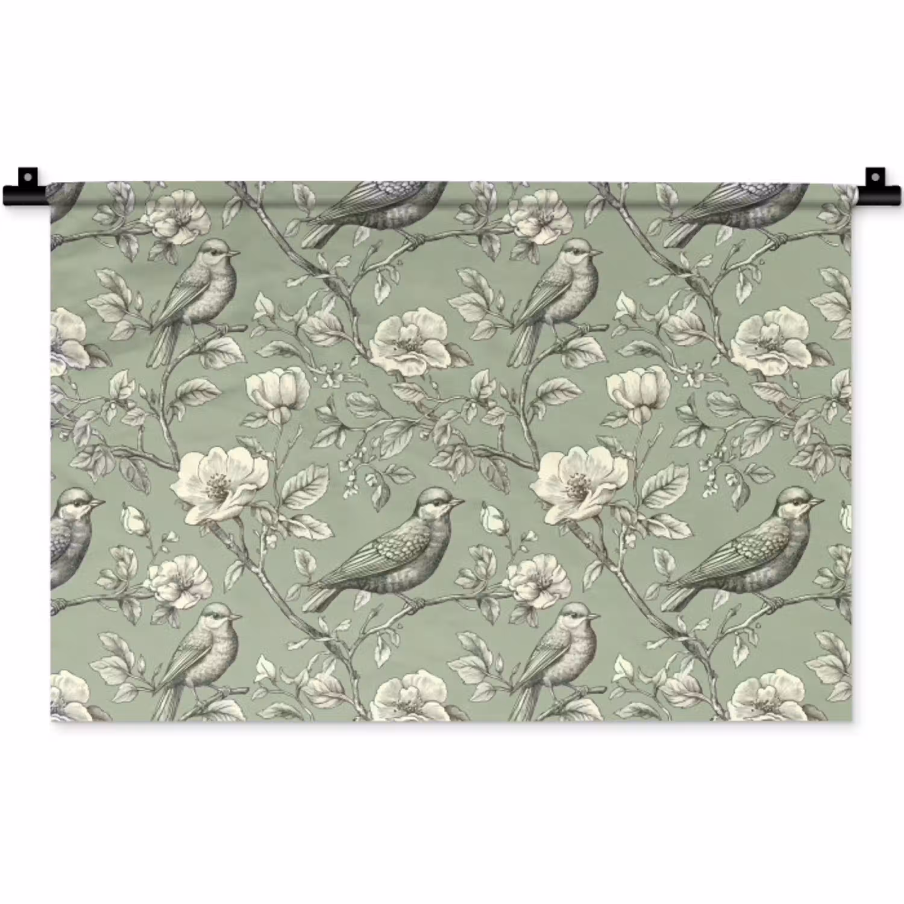 Klassiek - Botanisch - Groen Wandkleed katoen klein 269 -zz3d