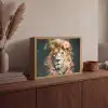 Leeuw - Leeuwenkop - Wilde dieren - Bloemen Light Box met batterij (Wandlamp) middel -sfeer2