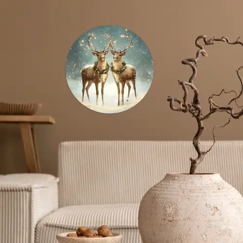 Kerstmagie - Winterwoud - Rendier Wandcirkel behangsticker klein -sfeer1