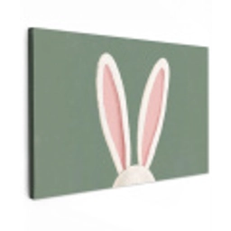 Hazen - Oren - Roze Tuinposter op houten frame 2 cm dik klein -3d