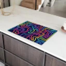 Retro - Abstract - Neon Inductie beschermer vinyl 3mm klein -sfeer8