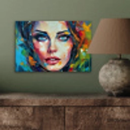 Gezicht - Vrouw - Olieverf - Kleurrijk - Kunst aluminium wit klein -sfeer2