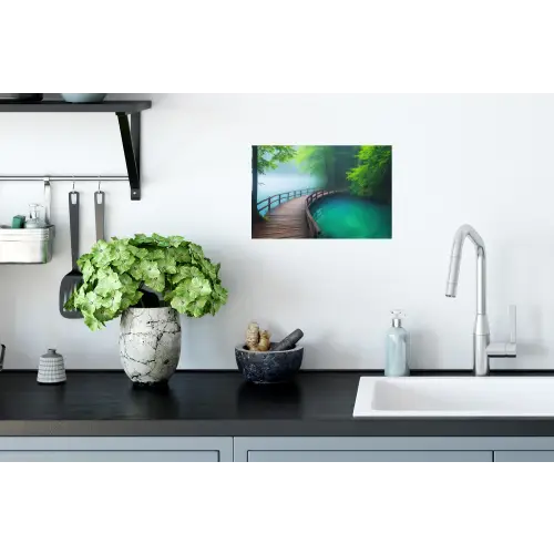 Brug - Water - Rivier - Bos Muursticker klein -keuken