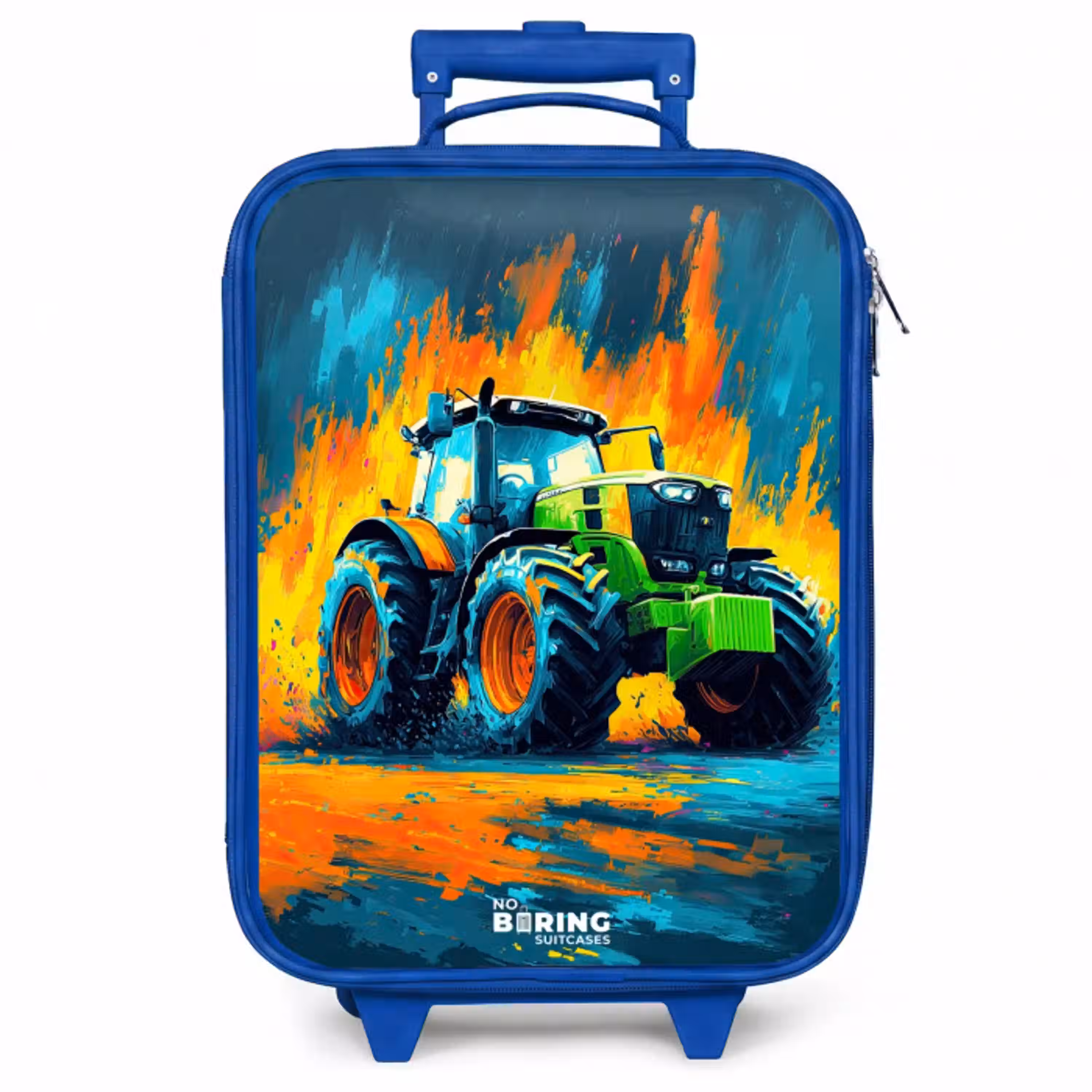 Tractor - Groen - Abstract - Penseelstreken Kinderkoffer - Blauw klein -zzz_website3d