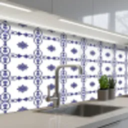 Portugal - Patronen - Blauw keuken achterwand 2 middel 871 -3d_schuin