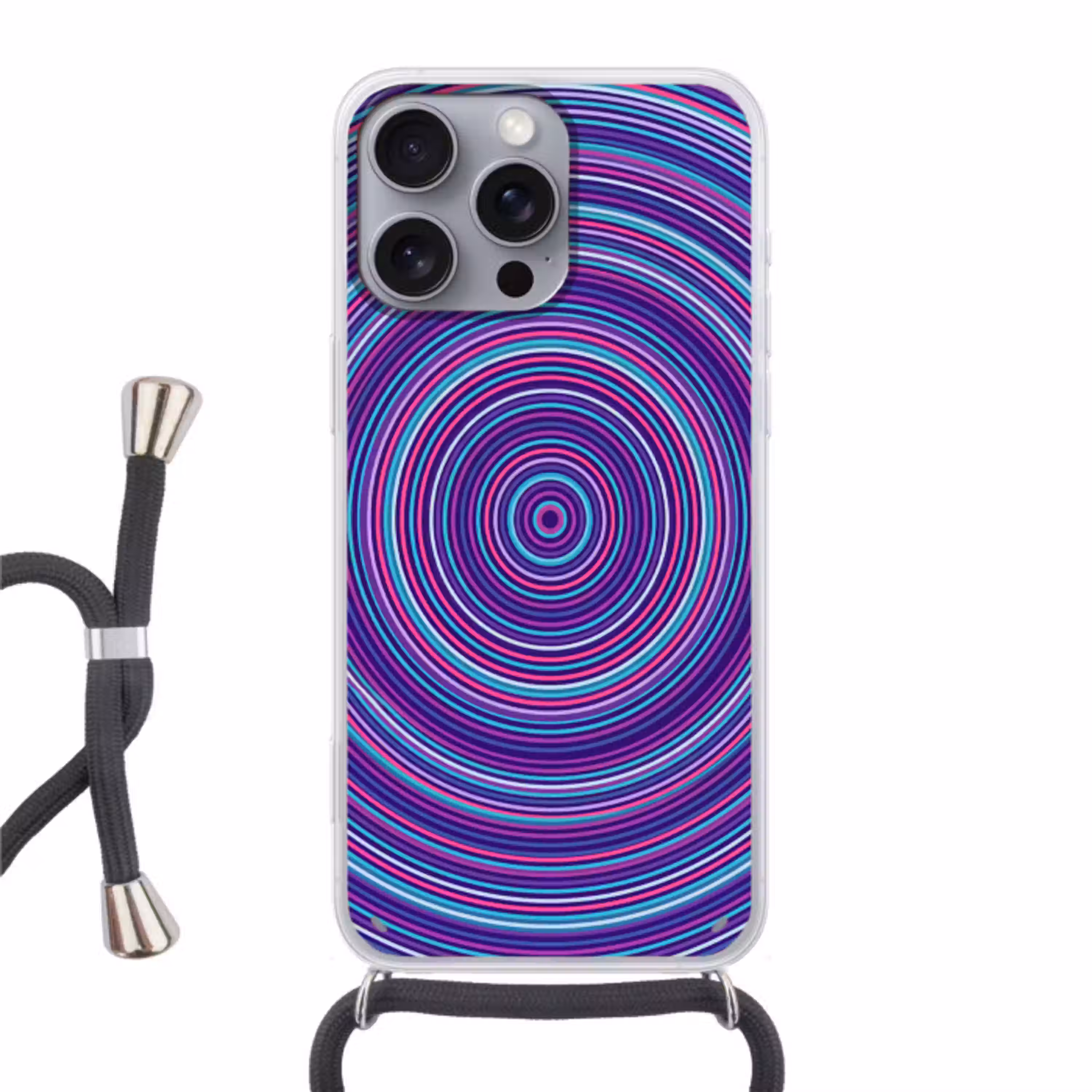 Abstract - Cirkels - Kleurrijk Hoesje iPhone 16 Pro Max met koord klein -3d