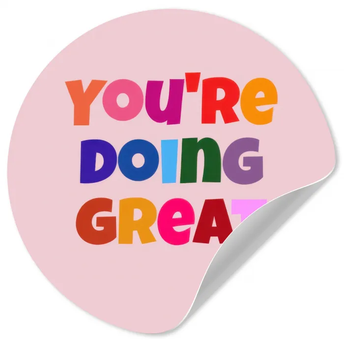 You're doing great - Roze - Kleurrijk Wandcirkel behangsticker klein -3d