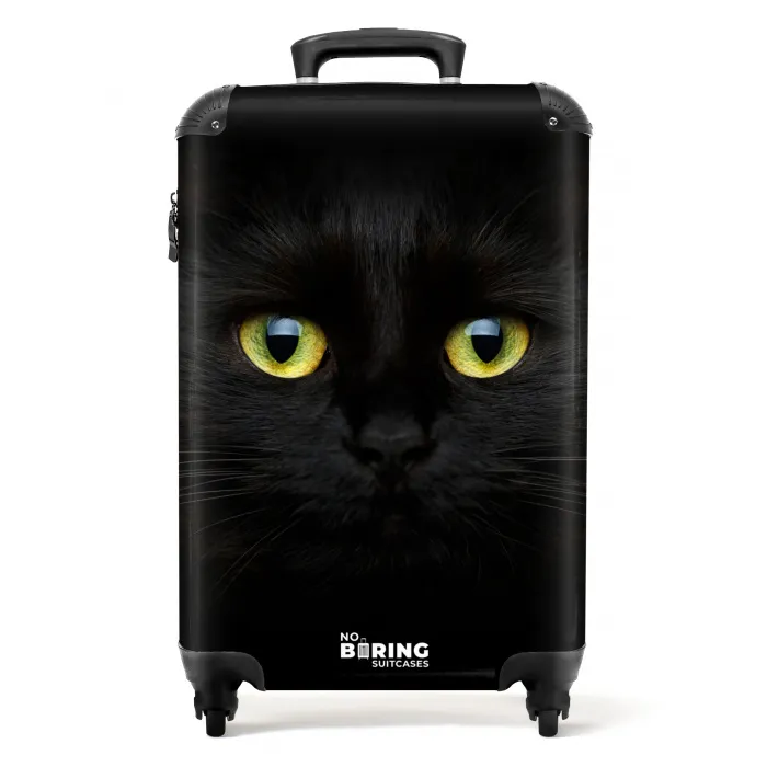 Zwarte kat met felle ogen NBS - Handbagage koffer - Unisex middel -productfoto_recht