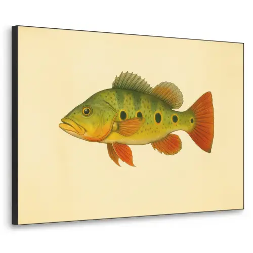 Schubben - Vis - Groen - Illustratie Textielframe zwart klein -3d