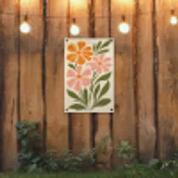 Minimalistisch - Bloemen - Bladeren - Roze tuinposter los doek klein -sfeer1
