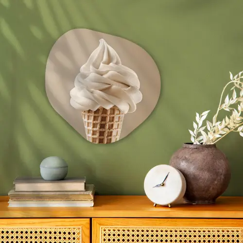IJs - Softijs - Romig - Hoorntje - Beige Wandcirkel Organisch Forex 3mm klein -sfeer2