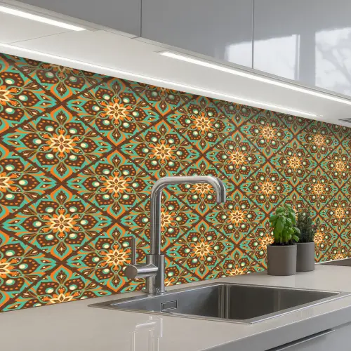 Bloemen - Vintage - Patronen - Bohemian - Mandala keuken achterwand 2 middel 871 -3d_schuin
