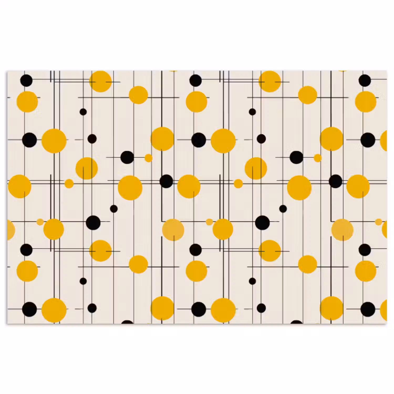 Poster - Geometrisch - Retro - Lijnen - Okergeel - Zwart