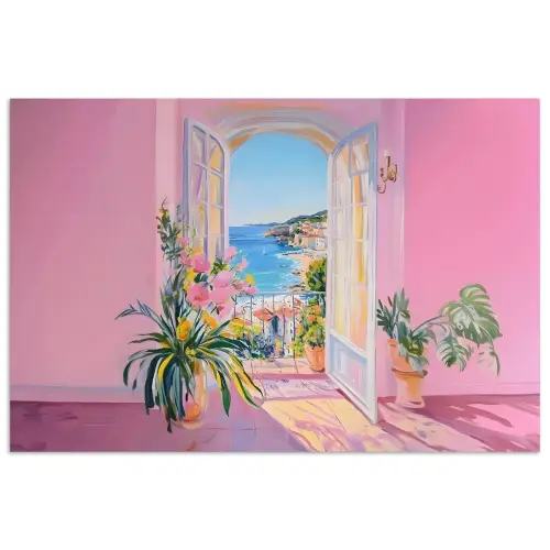 Roze - Buiten - Verf poster papier klein -3d